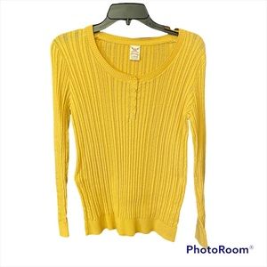 Faded Glory Long Sleeve Buttoned Sweater Size Junior L Yellow